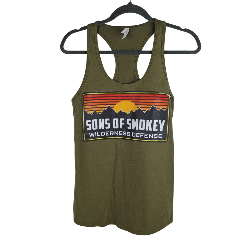 Next Level Sons of Smokey Wilderness Defense Racerback Tank Top Olive Green M